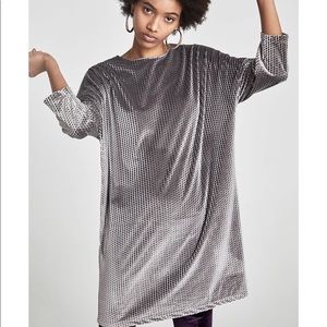Zara velvet shirt dress